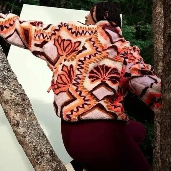 Free People Movement Hit The Slopes Printed Fleece Jacket NWOT - Picture 2 of 9